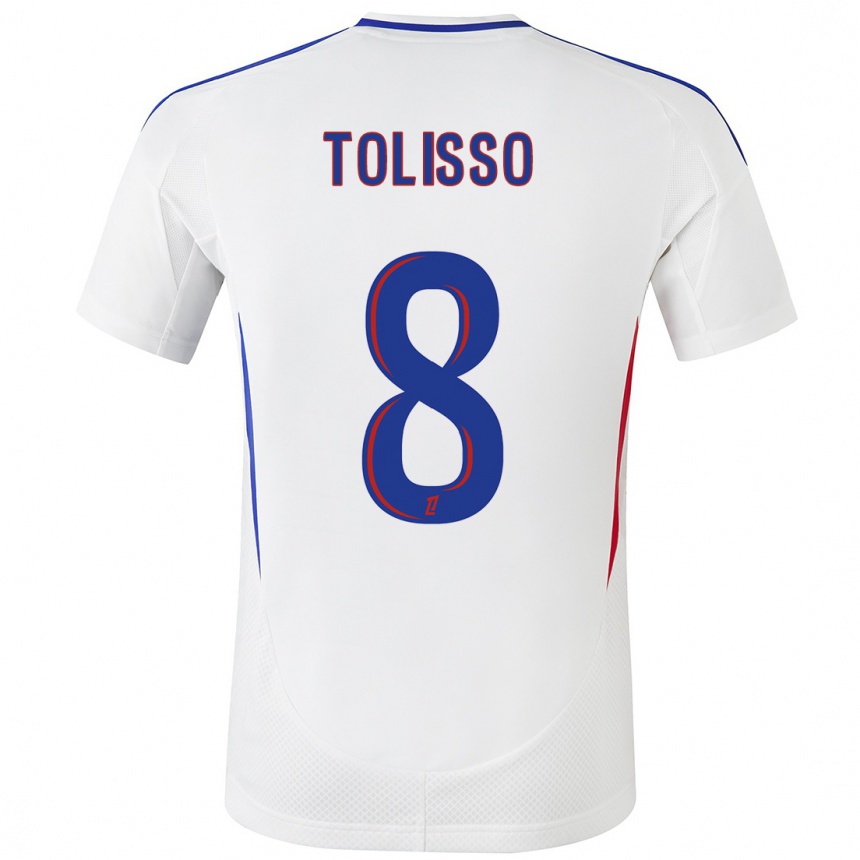 Mujer Fútbol Camiseta Corentin Tolisso #8 Blanco Azul 1ª Equipación 2024/25 Argentina