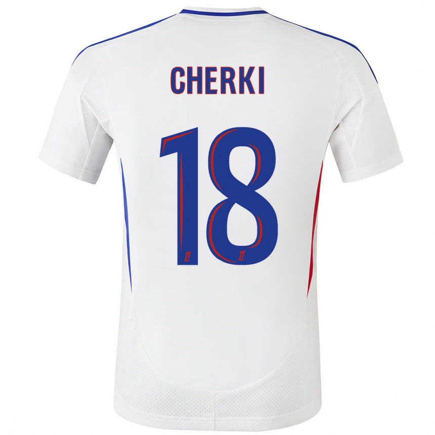 Mujer Fútbol Camiseta Rayan Cherki #18 Blanco Azul 1ª Equipación 2024/25 Argentina