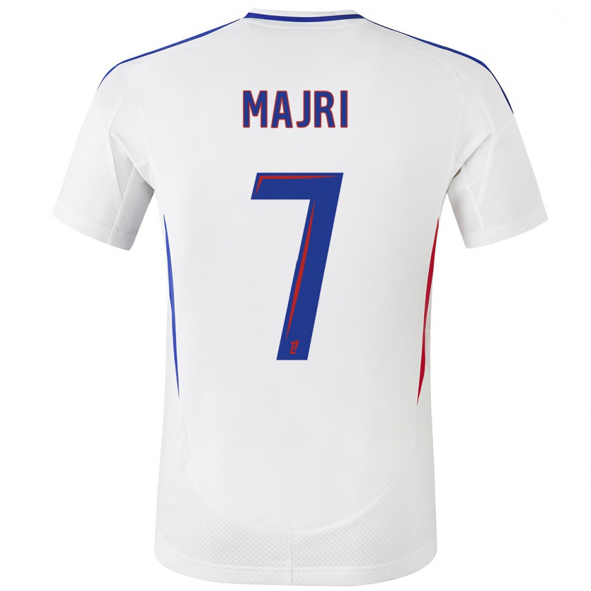 Mujer Fútbol Camiseta Amel Majri #7 Blanco Azul 1ª Equipación 2024/25 Argentina