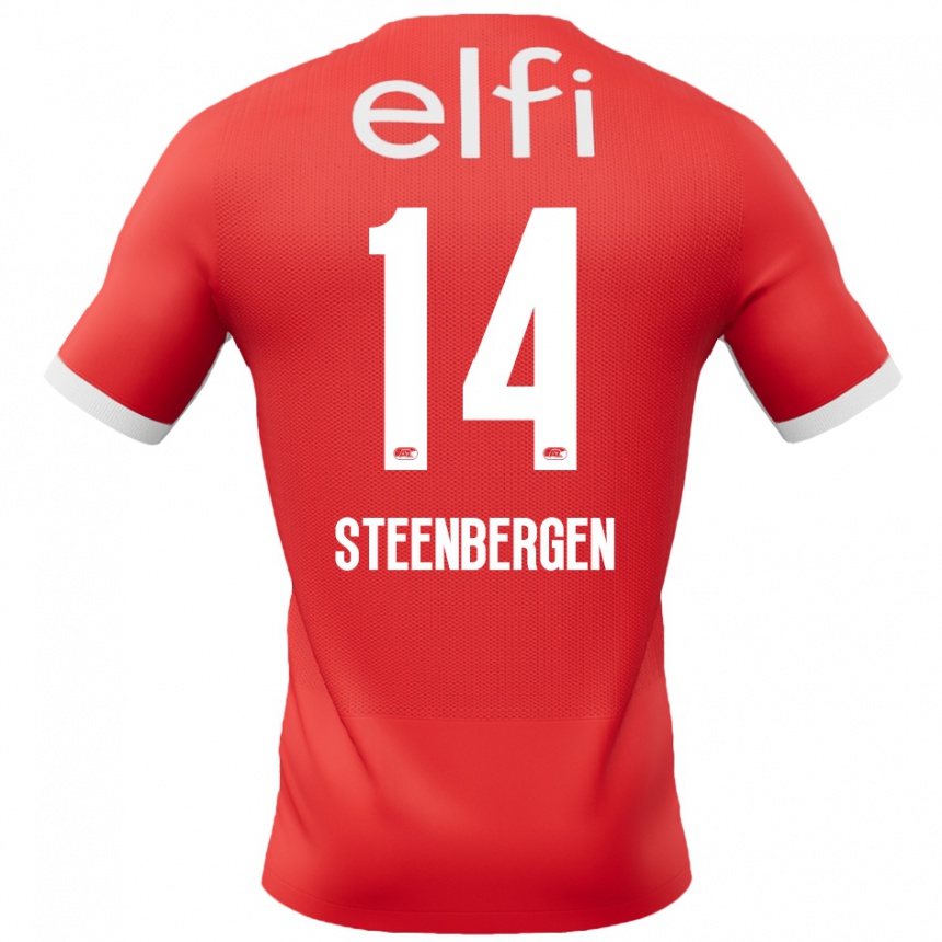 Mujer Fútbol Camiseta Thom Steenbergen #14 Rojo Blanco 1ª Equipación 2024/25 Argentina