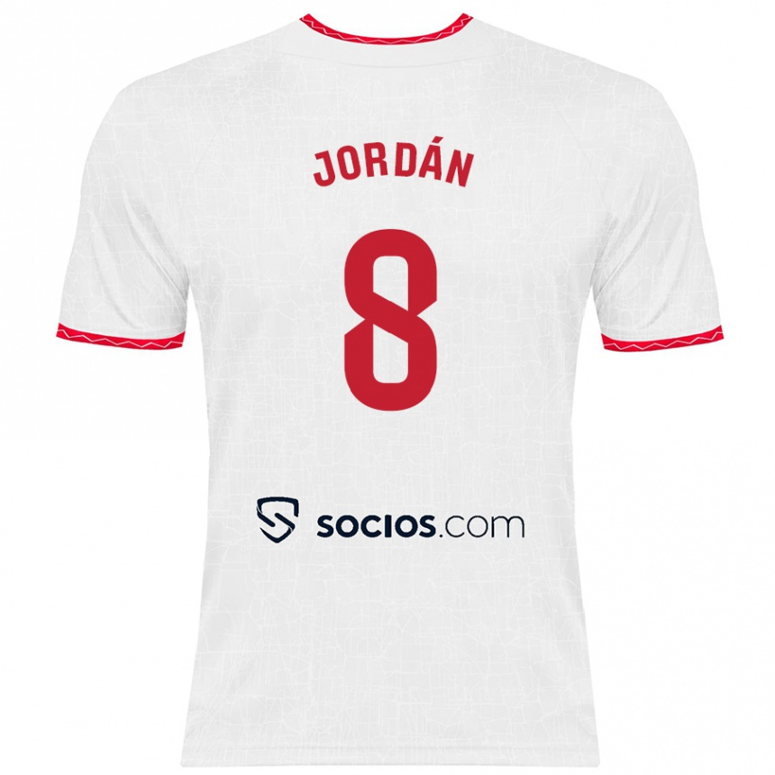 Mujer Fútbol Camiseta Joan Jordán #8 Blanco Rojo 1ª Equipación 2024/25 Argentina