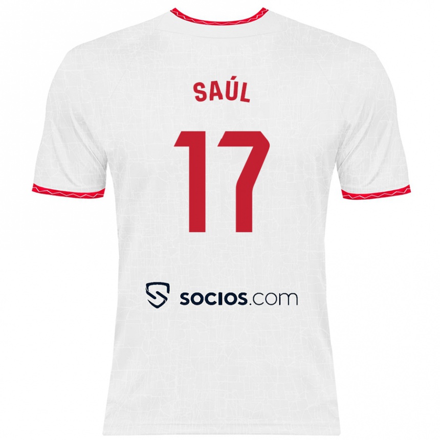 Mujer Fútbol Camiseta Saul Niguez #17 Blanco Rojo 1ª Equipación 2024/25 Argentina