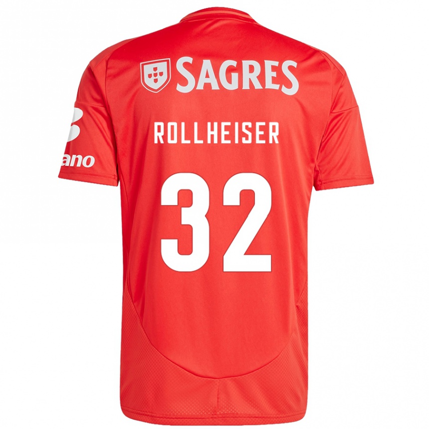 Mujer Fútbol Camiseta Benjamín Rollheiser #32 Rojo Blanco 1ª Equipación 2024/25 Argentina