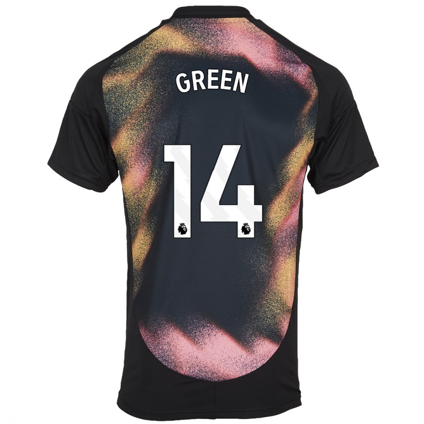 Mujer Fútbol Camiseta Josie Green #14 Negro Blanco 2ª Equipación 2024/25 Argentina