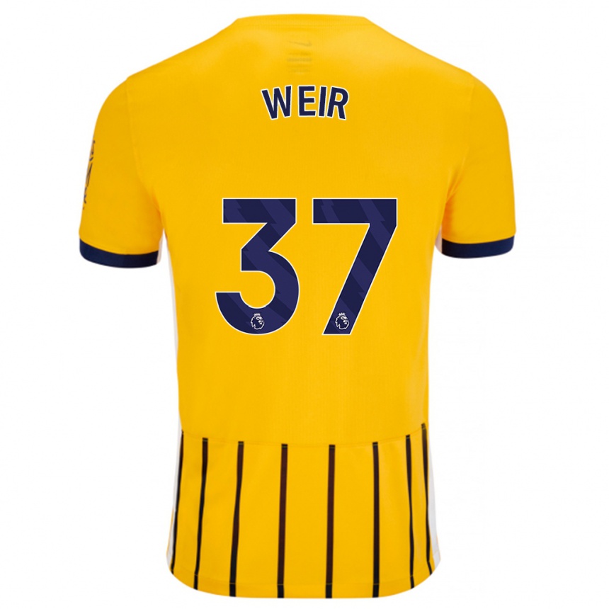 Mujer Fútbol Camiseta Jensen Weir #37 Dorado Azul Rayas 2ª Equipación 2024/25 Argentina