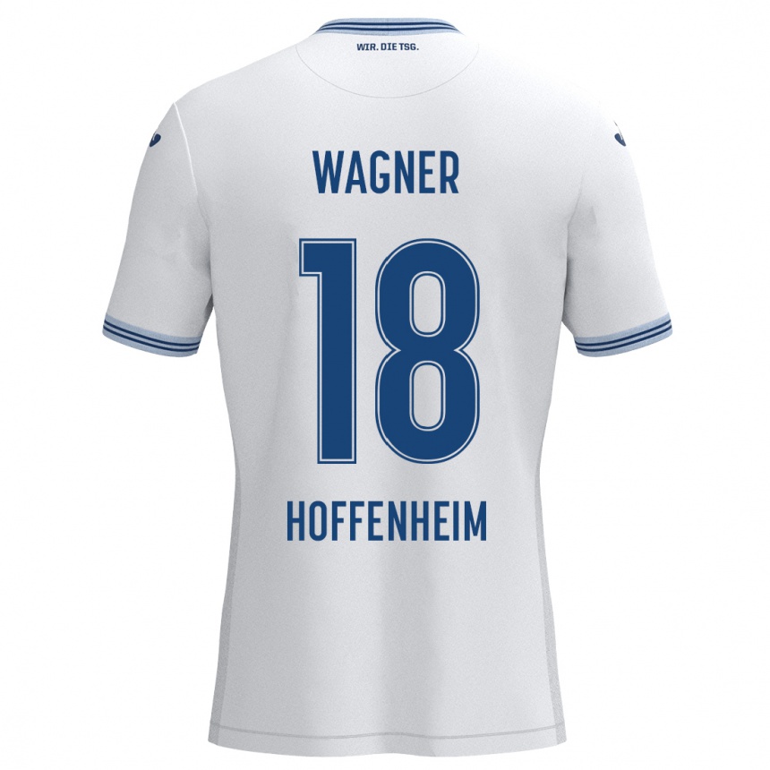 Mujer Fútbol Camiseta Ricardo Wagner #18 Blanco Azul 2ª Equipación 2024/25 Argentina