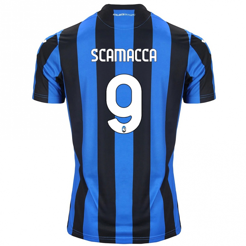 Niño Fútbol Camiseta Gianluca Scamacca #9 Azul Negro 1ª Equipación 2024/25 Argentina