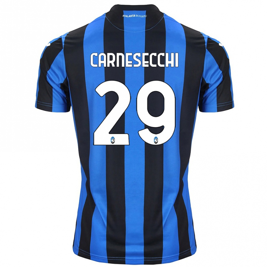 Niño Fútbol Camiseta Marco Carnesecchi #29 Azul Negro 1ª Equipación 2024/25 Argentina