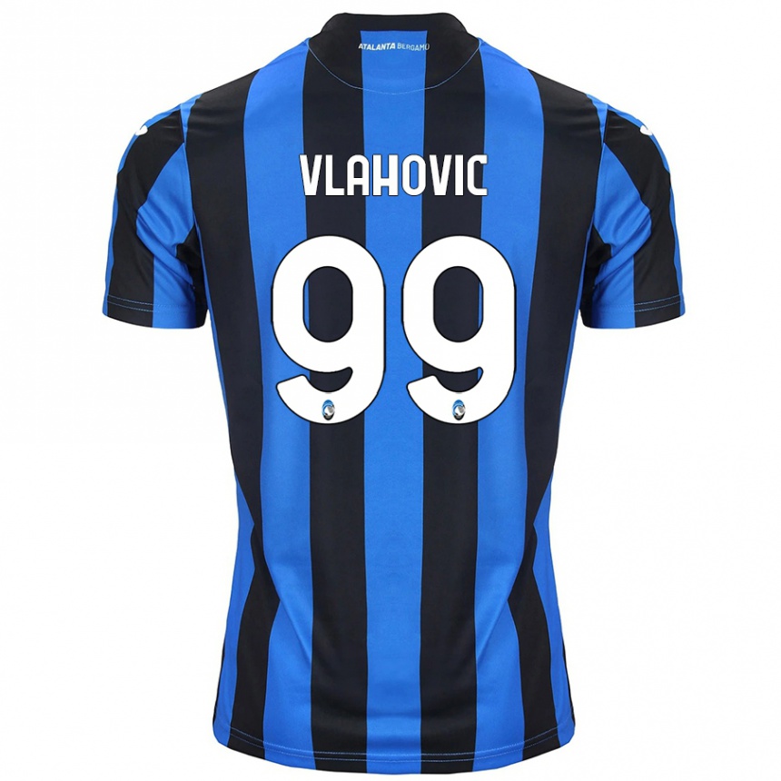 Niño Fútbol Camiseta Vanja Vlahovic #99 Azul Negro 1ª Equipación 2024/25 Argentina