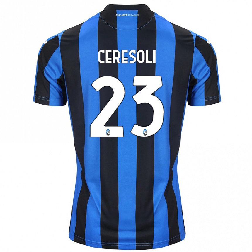 Niño Fútbol Camiseta Andrea Ceresoli #23 Azul Negro 1ª Equipación 2024/25 Argentina