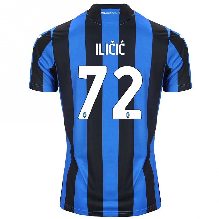 Niño Fútbol Camiseta Josip Ilicic #72 Azul Negro 1ª Equipación 2024/25 Argentina