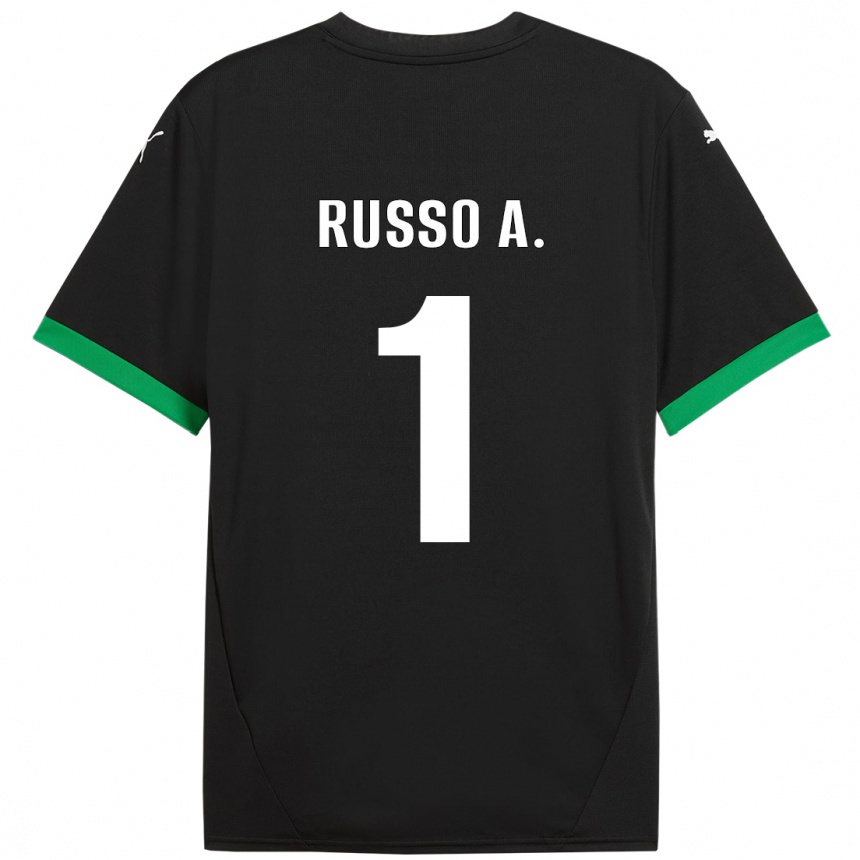 Niño Fútbol Camiseta Alessandro Russo #1 Negro Verde Oscuro 1ª Equipación 2024/25 Argentina