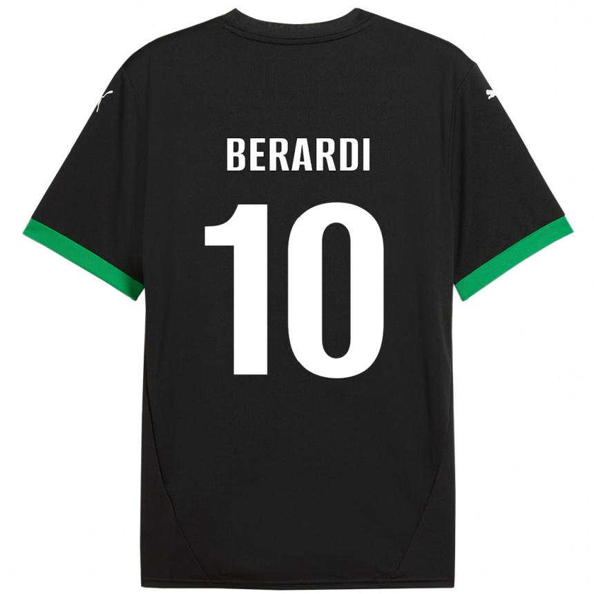 Niño Fútbol Camiseta Domenico Berardi #10 Negro Verde Oscuro 1ª Equipación 2024/25 Argentina