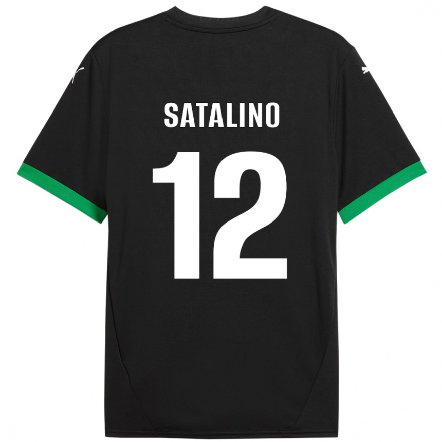 Niño Fútbol Camiseta Giacomo Satalino #12 Negro Verde Oscuro 1ª Equipación 2024/25 Argentina