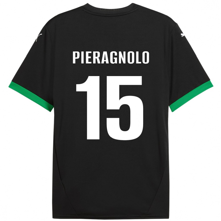 Niño Fútbol Camiseta Edoardo Pieragnolo #15 Negro Verde Oscuro 1ª Equipación 2024/25 Argentina