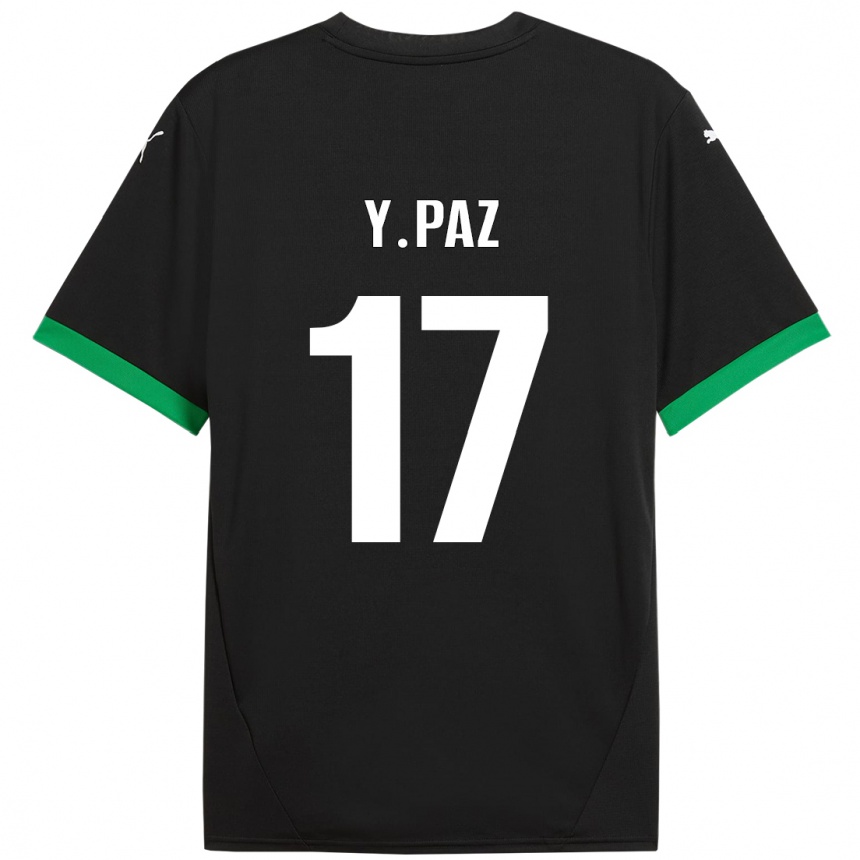 Niño Fútbol Camiseta Yeferson Paz #17 Negro Verde Oscuro 1ª Equipación 2024/25 Argentina