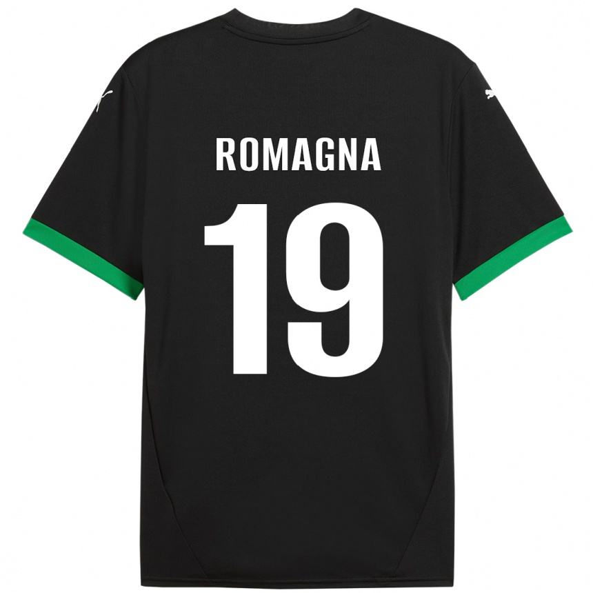 Niño Fútbol Camiseta Filippo Romagna #19 Negro Verde Oscuro 1ª Equipación 2024/25 Argentina