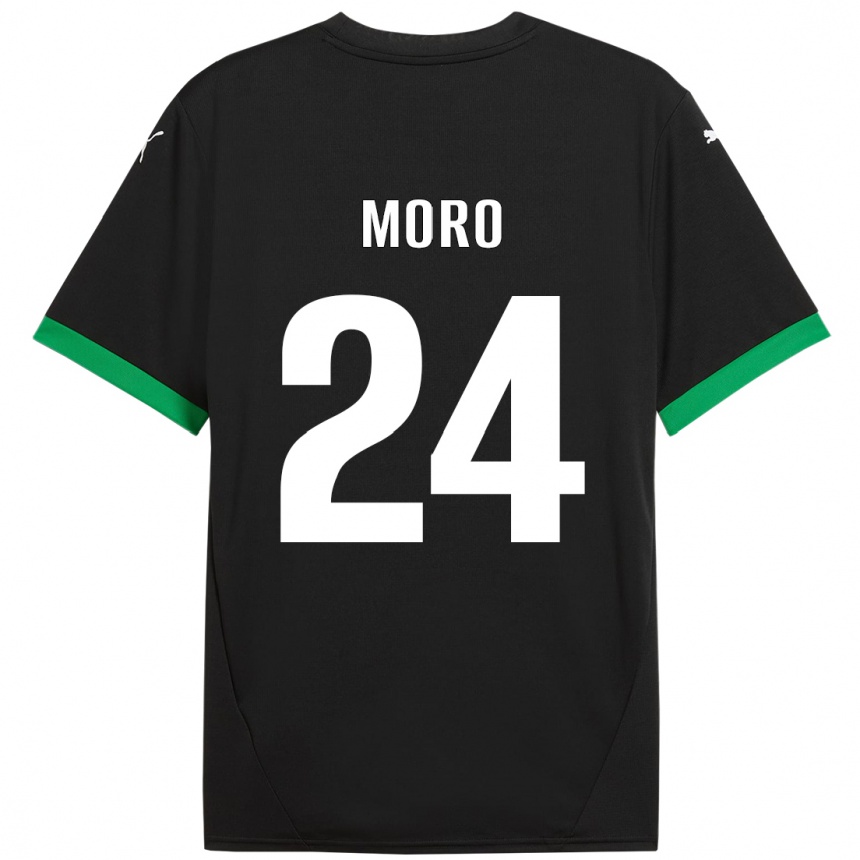 Niño Fútbol Camiseta Luca Moro #24 Negro Verde Oscuro 1ª Equipación 2024/25 Argentina