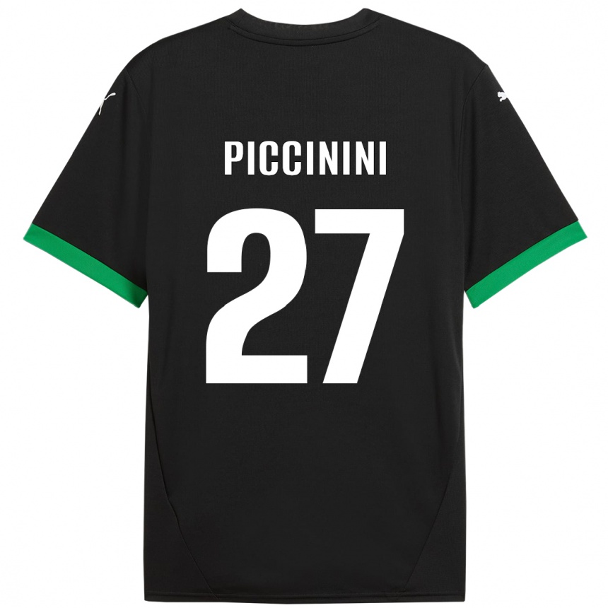 Niño Fútbol Camiseta Stefano Piccinini #27 Negro Verde Oscuro 1ª Equipación 2024/25 Argentina