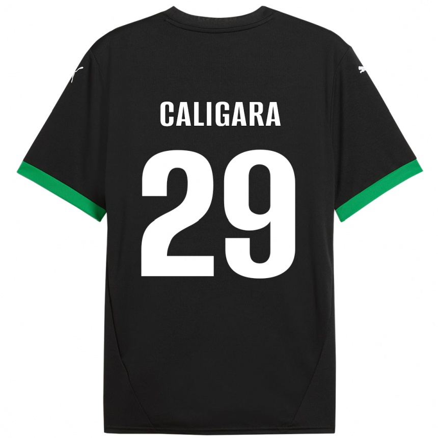 Niño Fútbol Camiseta Fabrizio Caligara #29 Negro Verde Oscuro 1ª Equipación 2024/25 Argentina