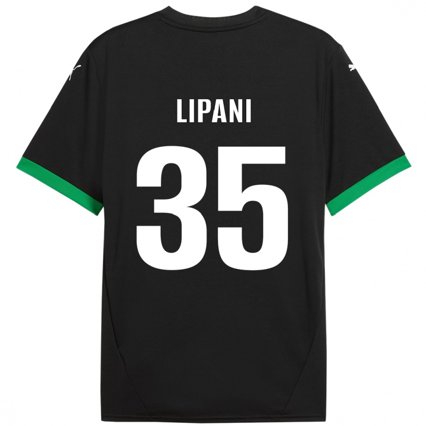 Niño Fútbol Camiseta Luca Lipani #35 Negro Verde Oscuro 1ª Equipación 2024/25 Argentina