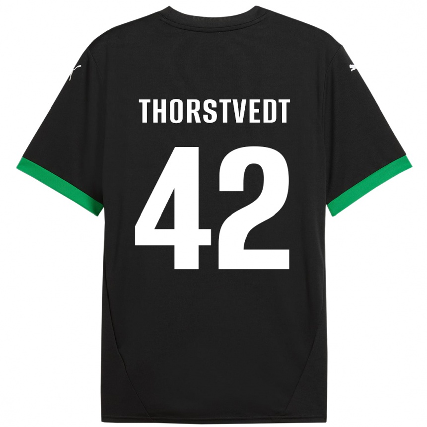 Niño Fútbol Camiseta Kristian Thorstvedt #42 Negro Verde Oscuro 1ª Equipación 2024/25 Argentina