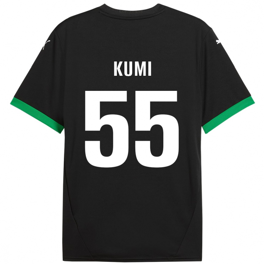 Niño Fútbol Camiseta Justin Kumi #55 Negro Verde Oscuro 1ª Equipación 2024/25 Argentina