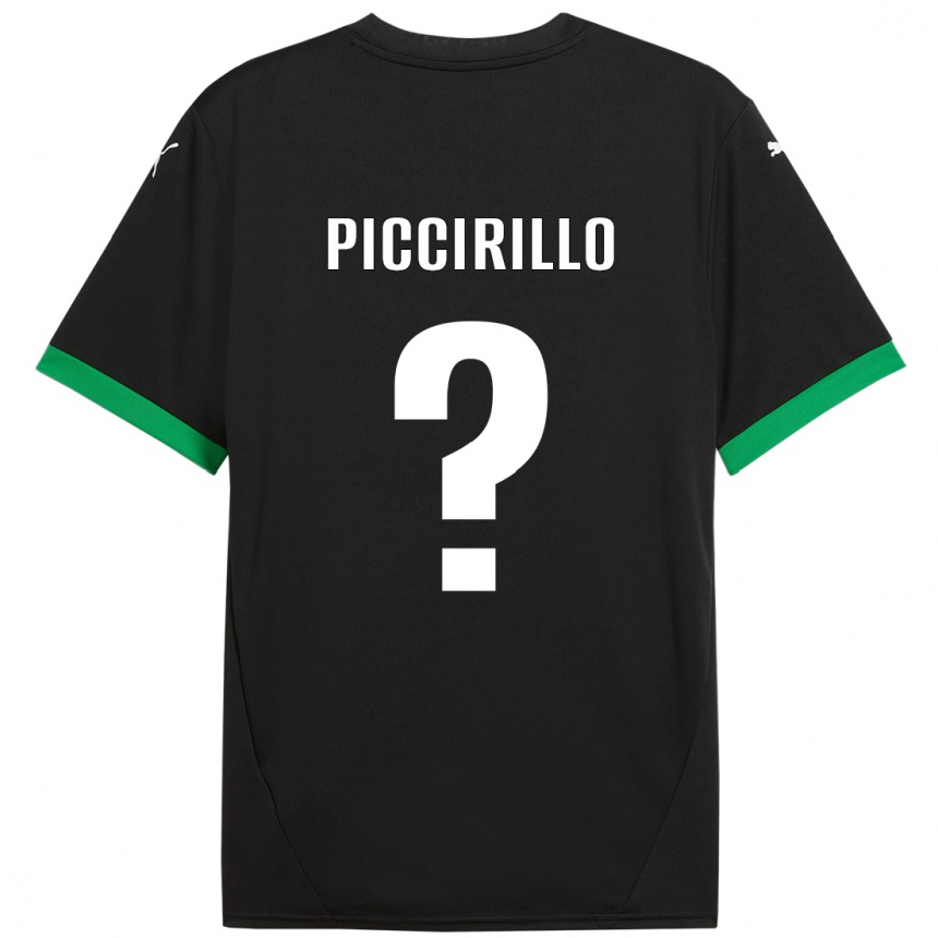 Niño Fútbol Camiseta Michele Piccirillo #0 Negro Verde Oscuro 1ª Equipación 2024/25 Argentina