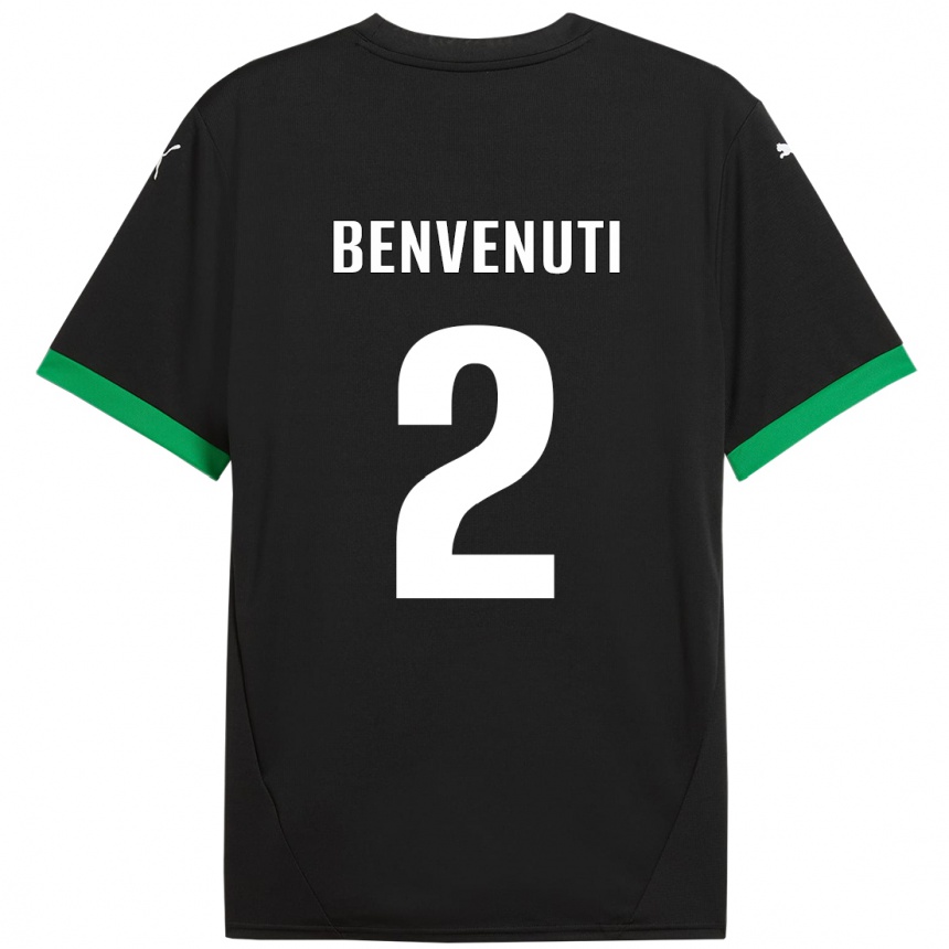 Niño Fútbol Camiseta Giacomo Benvenuti #2 Negro Verde Oscuro 1ª Equipación 2024/25 Argentina