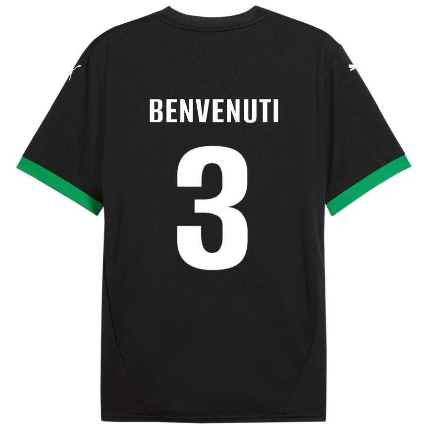 Niño Fútbol Camiseta Tommaso Benvenuti #3 Negro Verde Oscuro 1ª Equipación 2024/25 Argentina