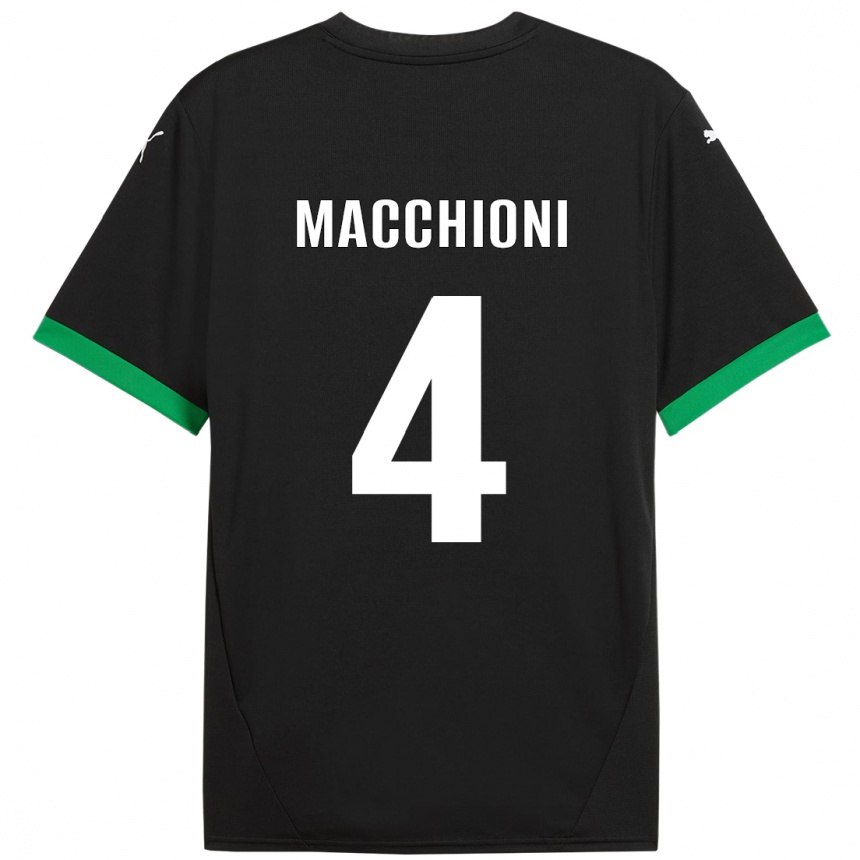 Niño Fútbol Camiseta Tommaso Macchioni #4 Negro Verde Oscuro 1ª Equipación 2024/25 Argentina