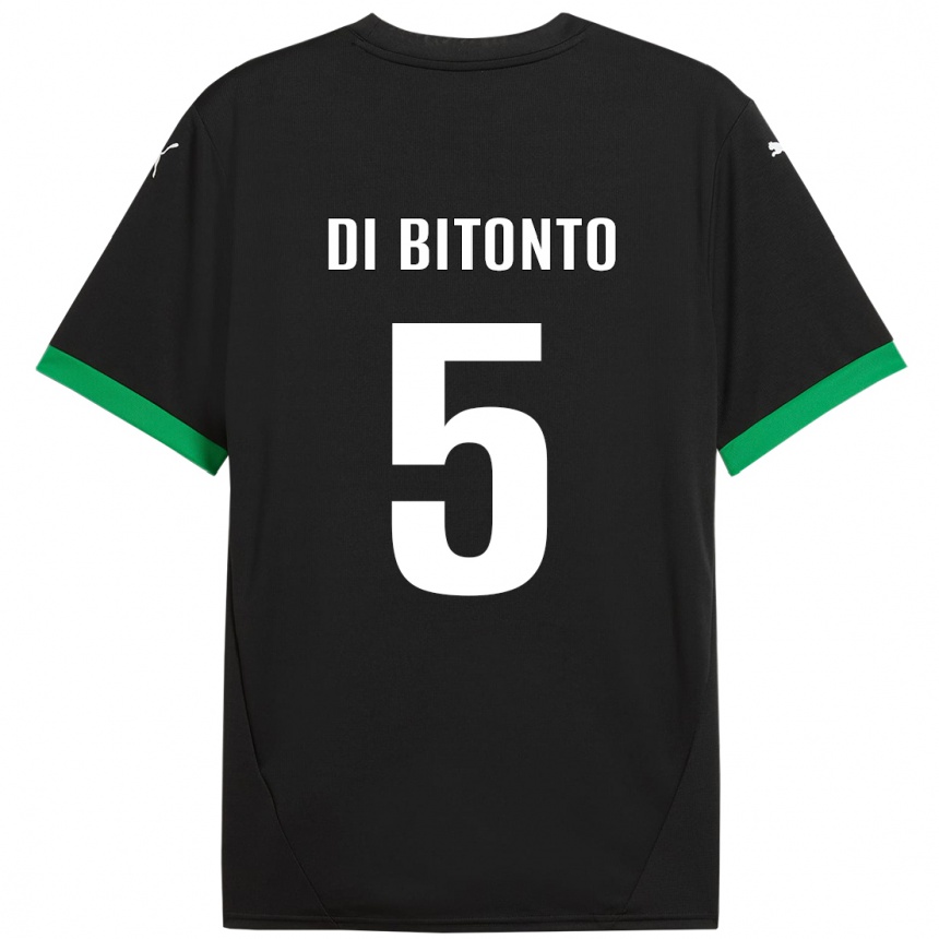 Niño Fútbol Camiseta Alessandro Di Bitonto #5 Negro Verde Oscuro 1ª Equipación 2024/25 Argentina