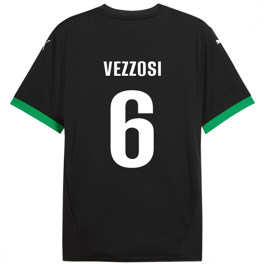 Niño Fútbol Camiseta Giorgio Vezzosi #6 Negro Verde Oscuro 1ª Equipación 2024/25 Argentina