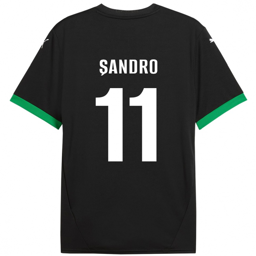 Niño Fútbol Camiseta Denis Șandro #11 Negro Verde Oscuro 1ª Equipación 2024/25 Argentina