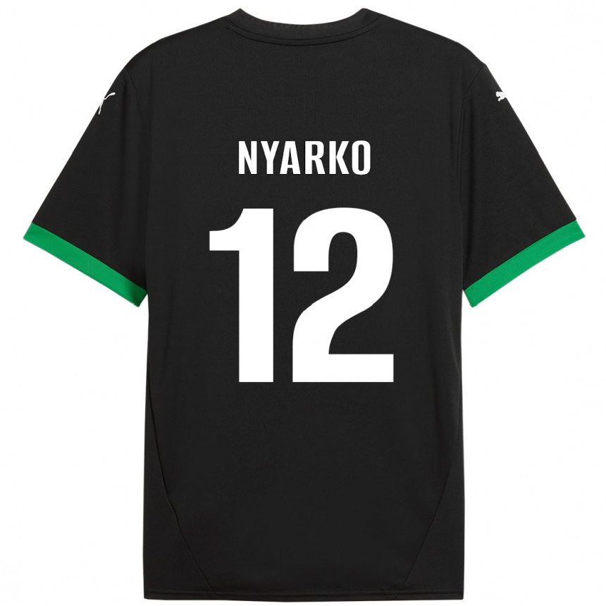 Niño Fútbol Camiseta Lorenzo Nyarko #12 Negro Verde Oscuro 1ª Equipación 2024/25 Argentina