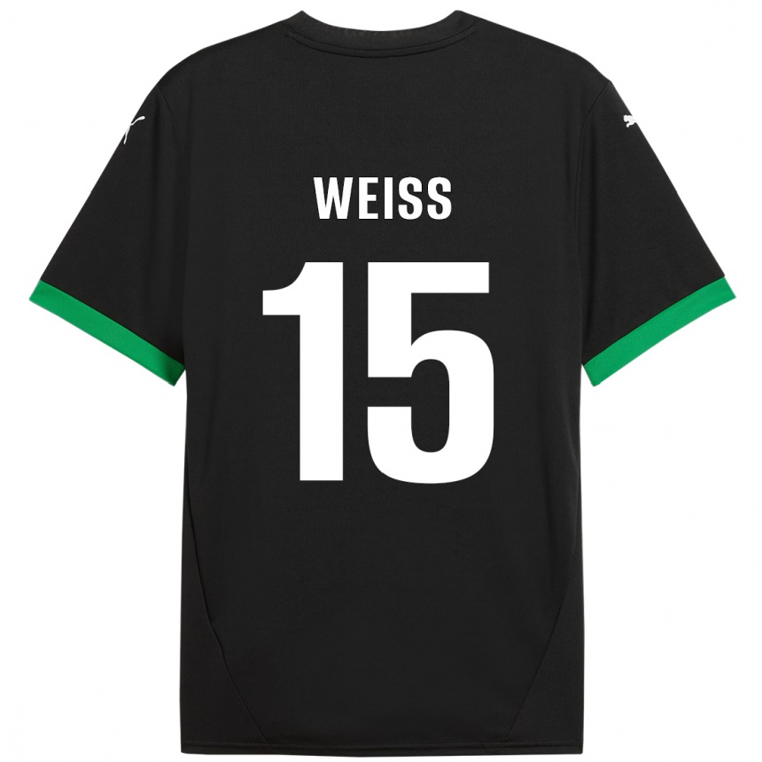 Niño Fútbol Camiseta David Weiss #15 Negro Verde Oscuro 1ª Equipación 2024/25 Argentina