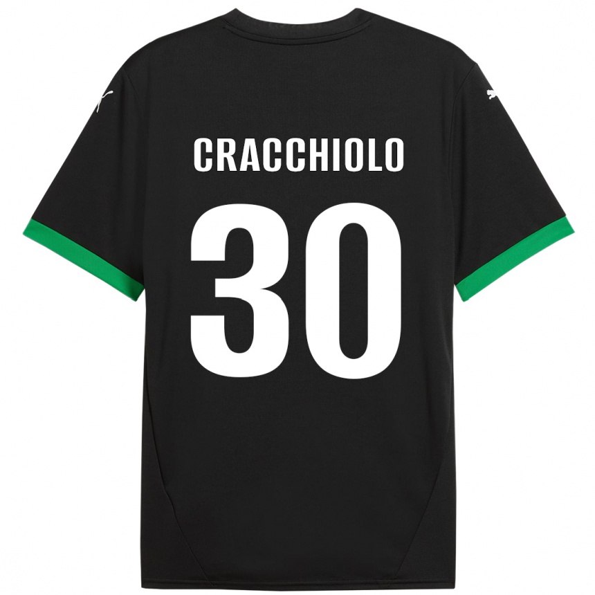 Niño Fútbol Camiseta Leonardo Cracchiolo #30 Negro Verde Oscuro 1ª Equipación 2024/25 Argentina