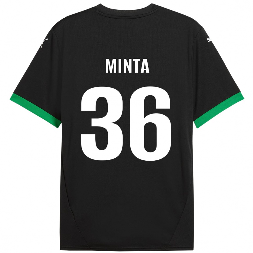 Niño Fútbol Camiseta Amoako Minta #36 Negro Verde Oscuro 1ª Equipación 2024/25 Argentina