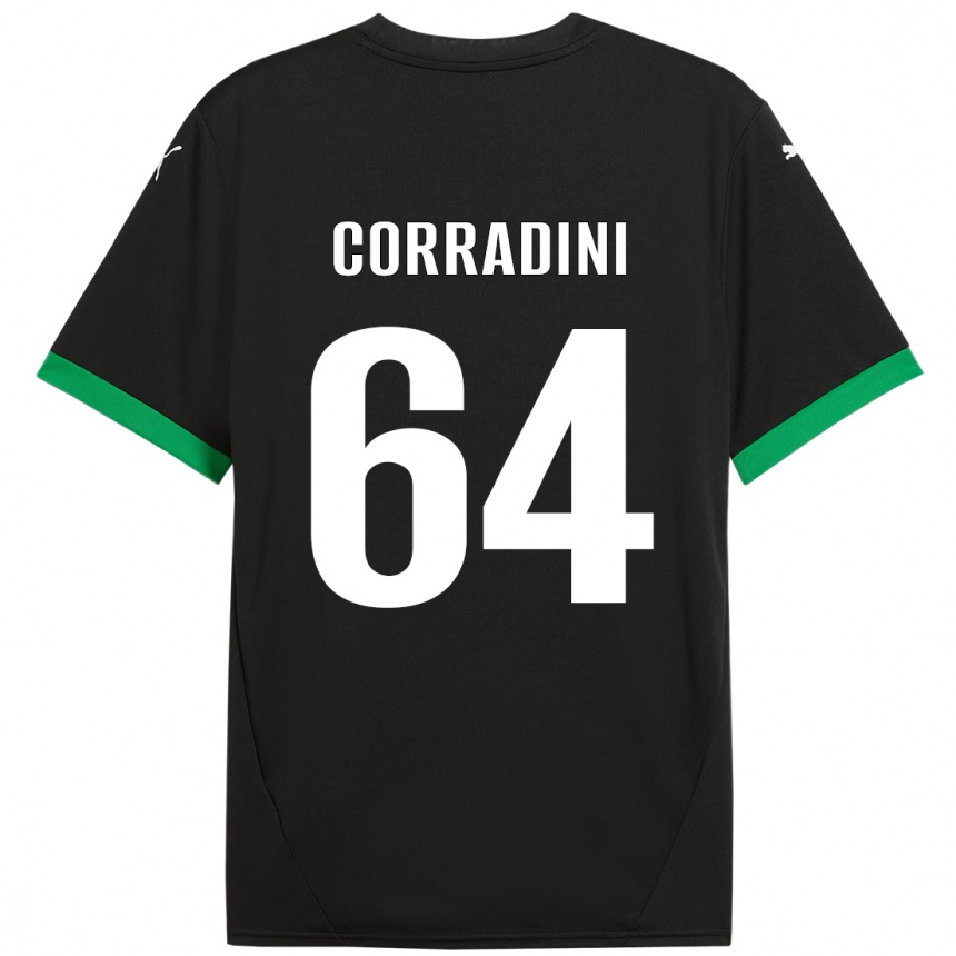 Niño Fútbol Camiseta Francesco Corradini #64 Negro Verde Oscuro 1ª Equipación 2024/25 Argentina