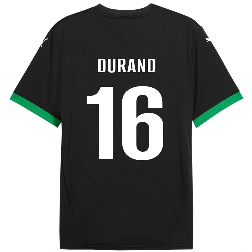 Niño Fútbol Camiseta Solène Durand #16 Negro Verde Oscuro 1ª Equipación 2024/25 Argentina