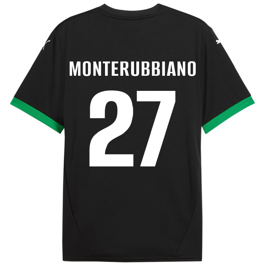 Niño Fútbol Camiseta Valeria Monterubbiano #27 Negro Verde Oscuro 1ª Equipación 2024/25 Argentina