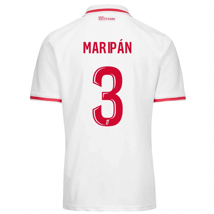 Niño Fútbol Camiseta Guillermo Maripán #3 Blanco Rojo 1ª Equipación 2024/25 Argentina