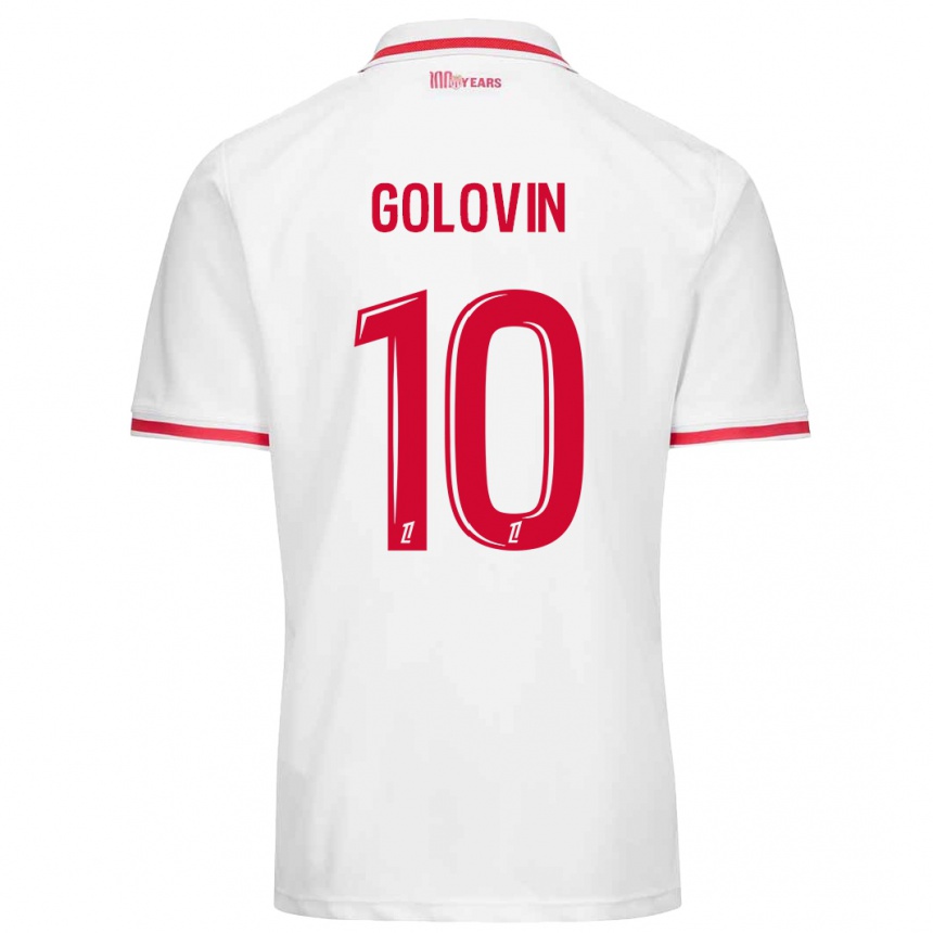 Niño Fútbol Camiseta Aleksandr Golovin #10 Blanco Rojo 1ª Equipación 2024/25 Argentina