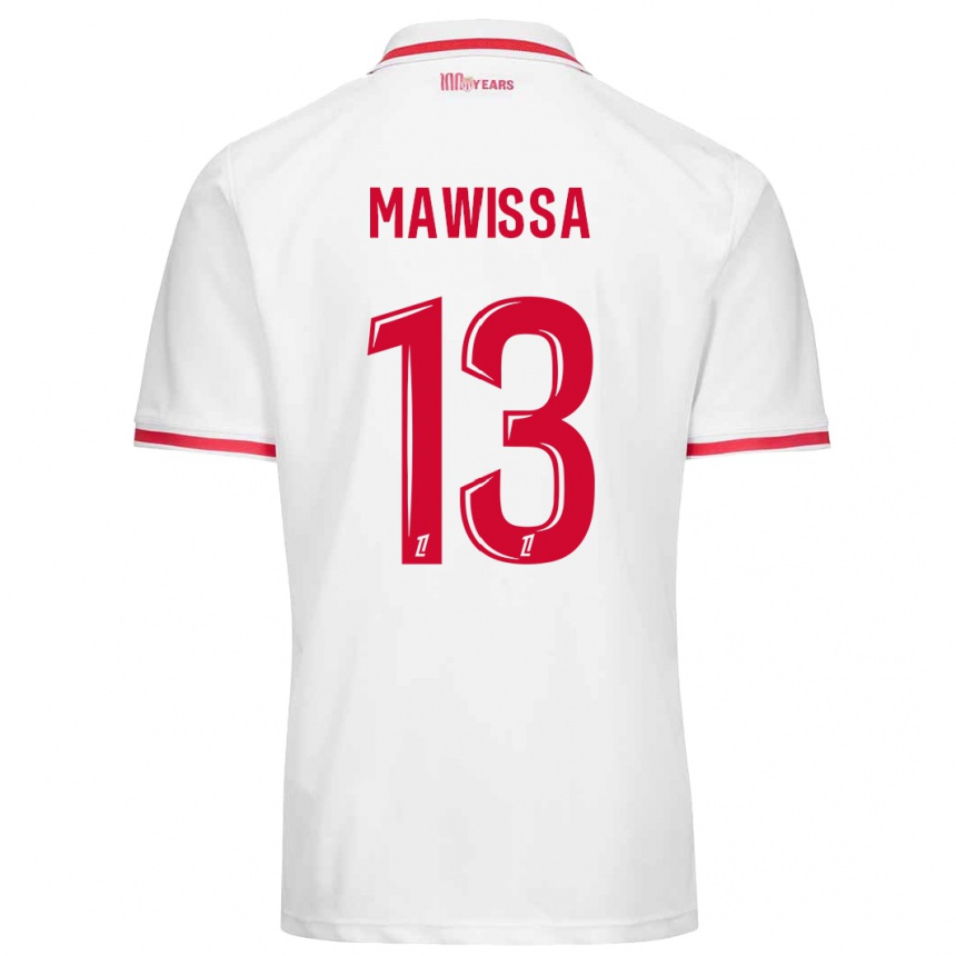 Niño Fútbol Camiseta Christian Mawissa Elebi #13 Blanco Rojo 1ª Equipación 2024/25 Argentina