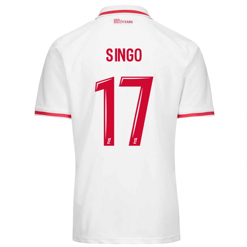 Niño Fútbol Camiseta Wilfried Singo #17 Blanco Rojo 1ª Equipación 2024/25 Argentina