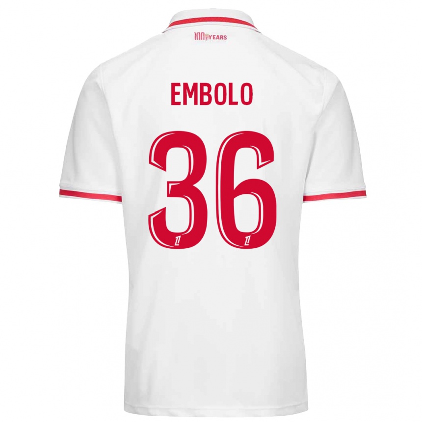 Niño Fútbol Camiseta Breel Embolo #36 Blanco Rojo 1ª Equipación 2024/25 Argentina