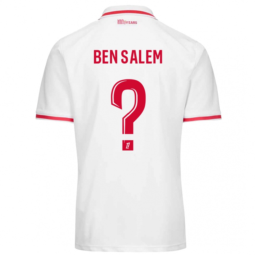 Niño Fútbol Camiseta Oualid Ben Salem #0 Blanco Rojo 1ª Equipación 2024/25 Argentina