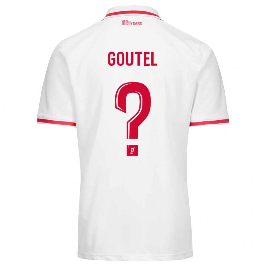 Niño Fútbol Camiseta Farid Goutel #0 Blanco Rojo 1ª Equipación 2024/25 Argentina