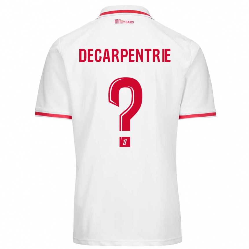 Niño Fútbol Camiseta Valentin Decarpentrie #0 Blanco Rojo 1ª Equipación 2024/25 Argentina