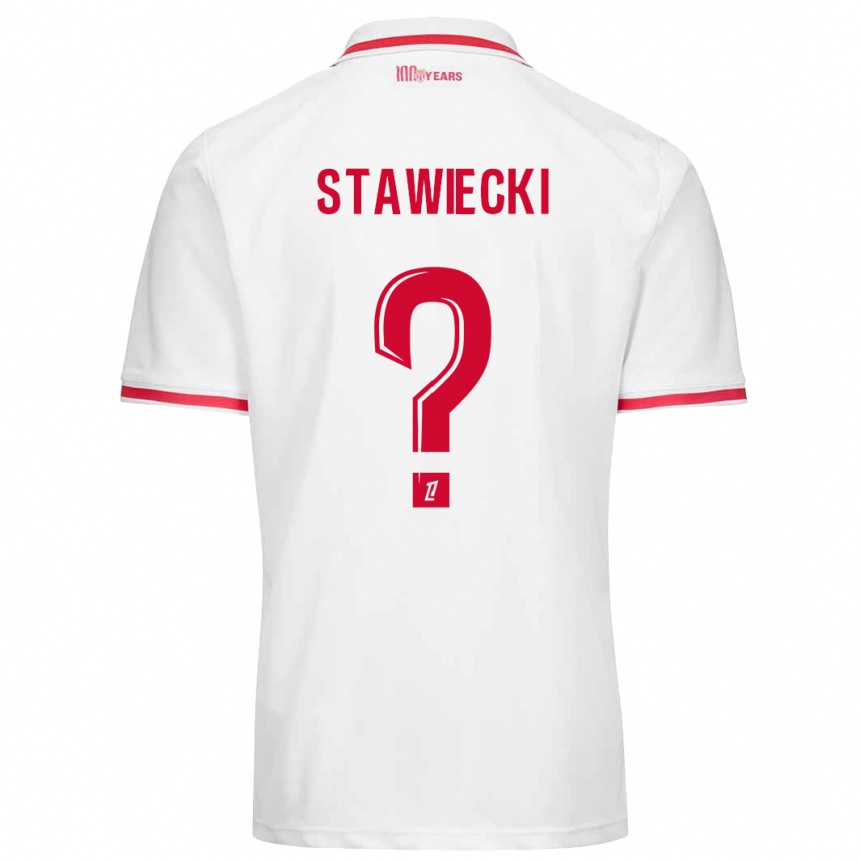 Niño Fútbol Camiseta Jules Stawiecki #0 Blanco Rojo 1ª Equipación 2024/25 Argentina